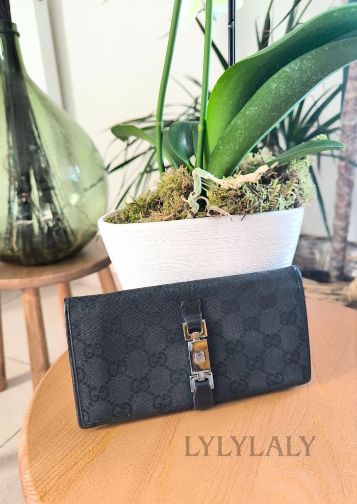 Portefeuille Gucci authentique GG monogram noir & cuir – Made in Italy