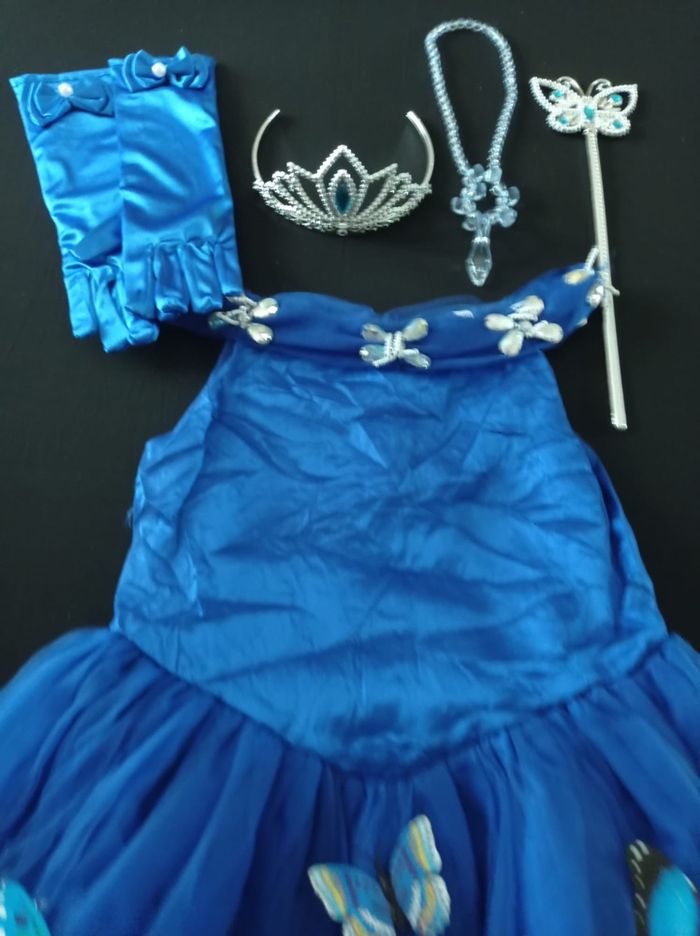 Déguisement robe bleu marine papillon et accessoires 5-6ans - photo numéro 4