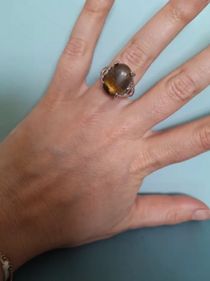 Bague œil de tigre - Taille 17 - photo numéro 5