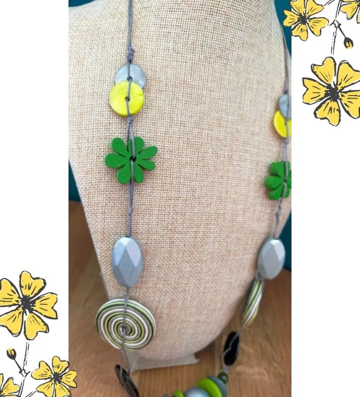 Collier long en bois - Collection Émeraude Urbaine - photo numéro 2