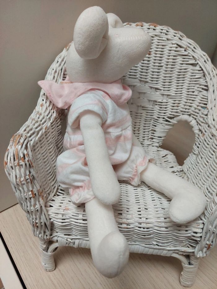 Tco - peluche doudou souris blanche et rose - photo numéro 3