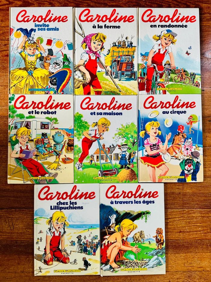 Lot de 8 albums Caroline vintage blancs livres bd Pierre Probst Hachette