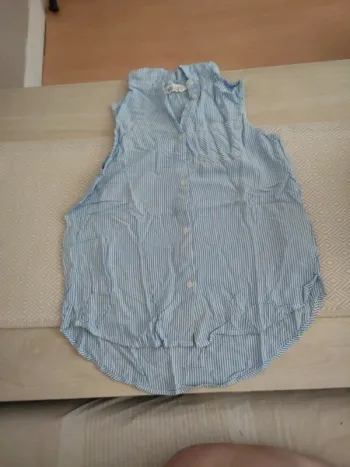 Blouse rayé bleu blanc sans manches 12 ans
