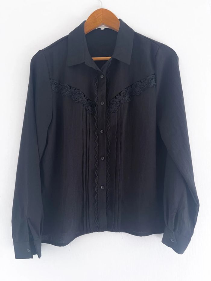 🌟 Chemise blouse manches longues noir avec broderie - photo numéro 11
