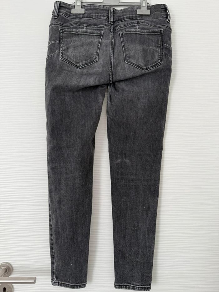 Jean slim skinny noir délavé uni basique simple double boutons - photo numéro 4