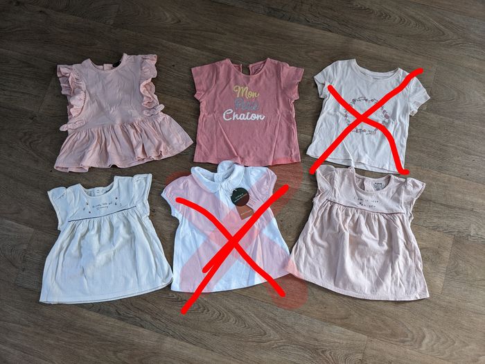Lot de 6 t shirts blouses chemisier coton bio 24 mois