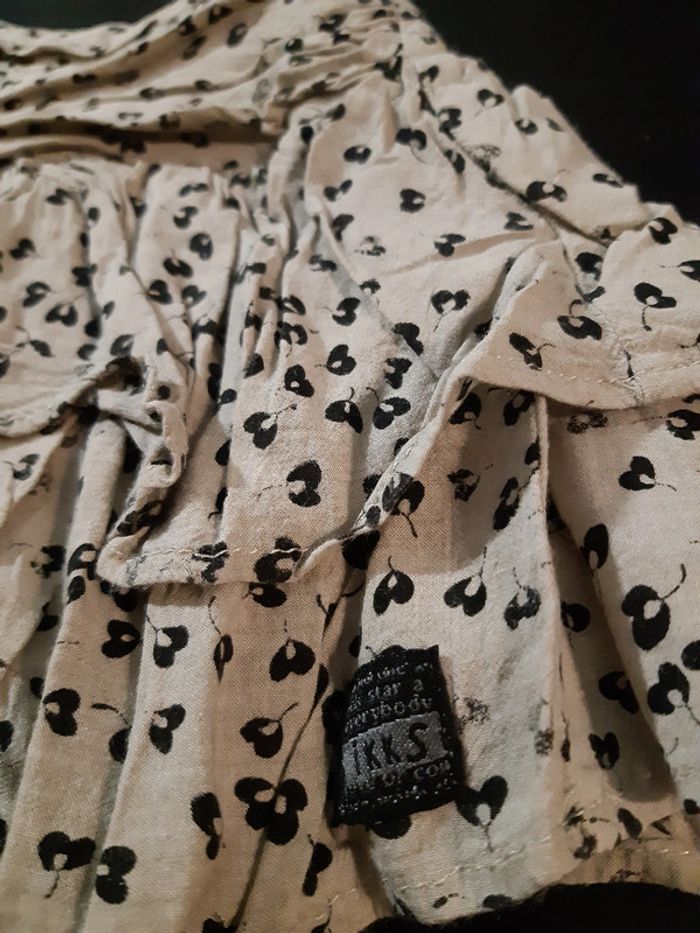 Jupe IKKS beige motif végétal noir 3 ans volants - photo numéro 2