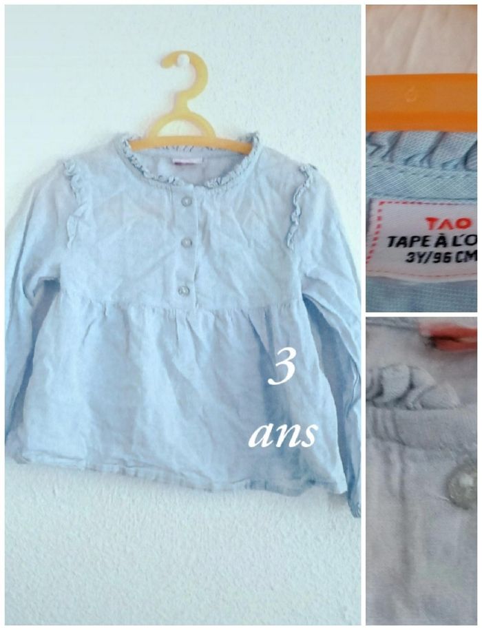3 ans tao blouse chemise bleu clair print été /Excellent état - photo numéro 8
