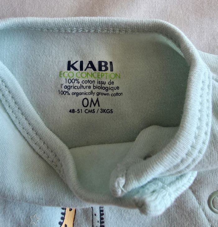 Kiabi Pyjama Coton Bio Vert Menthe Très Bon État 0M - photo numéro 5