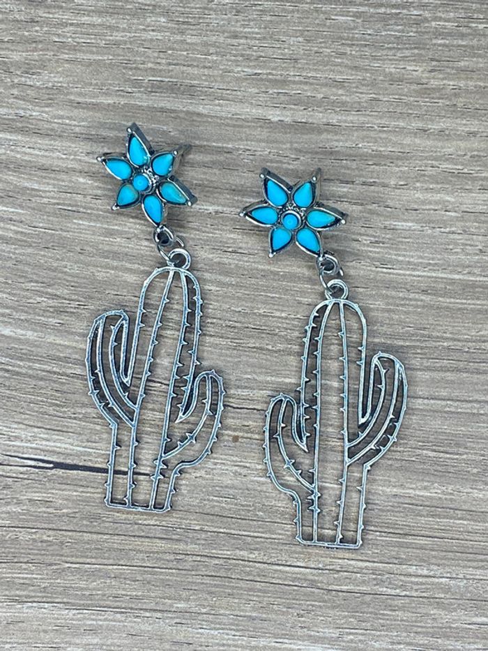 Boucles d’oreilles cactus acier