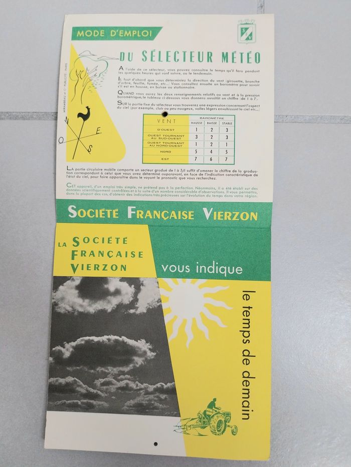 VINTAGE SELECTEUR METEO SOCIÉTÉ FRANÇAISE VIERZON - photo numéro 3