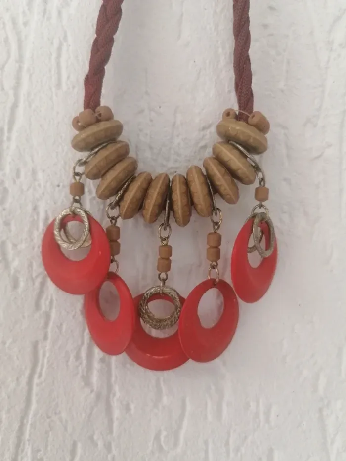 Collier rouge et naturel - photo numéro 2