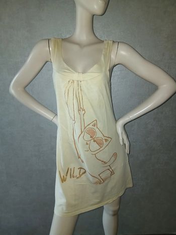 chemise de nuit jaune pastel chat etam taille 40