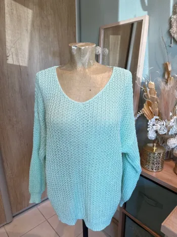 Joli pull léger vert d eau femme
