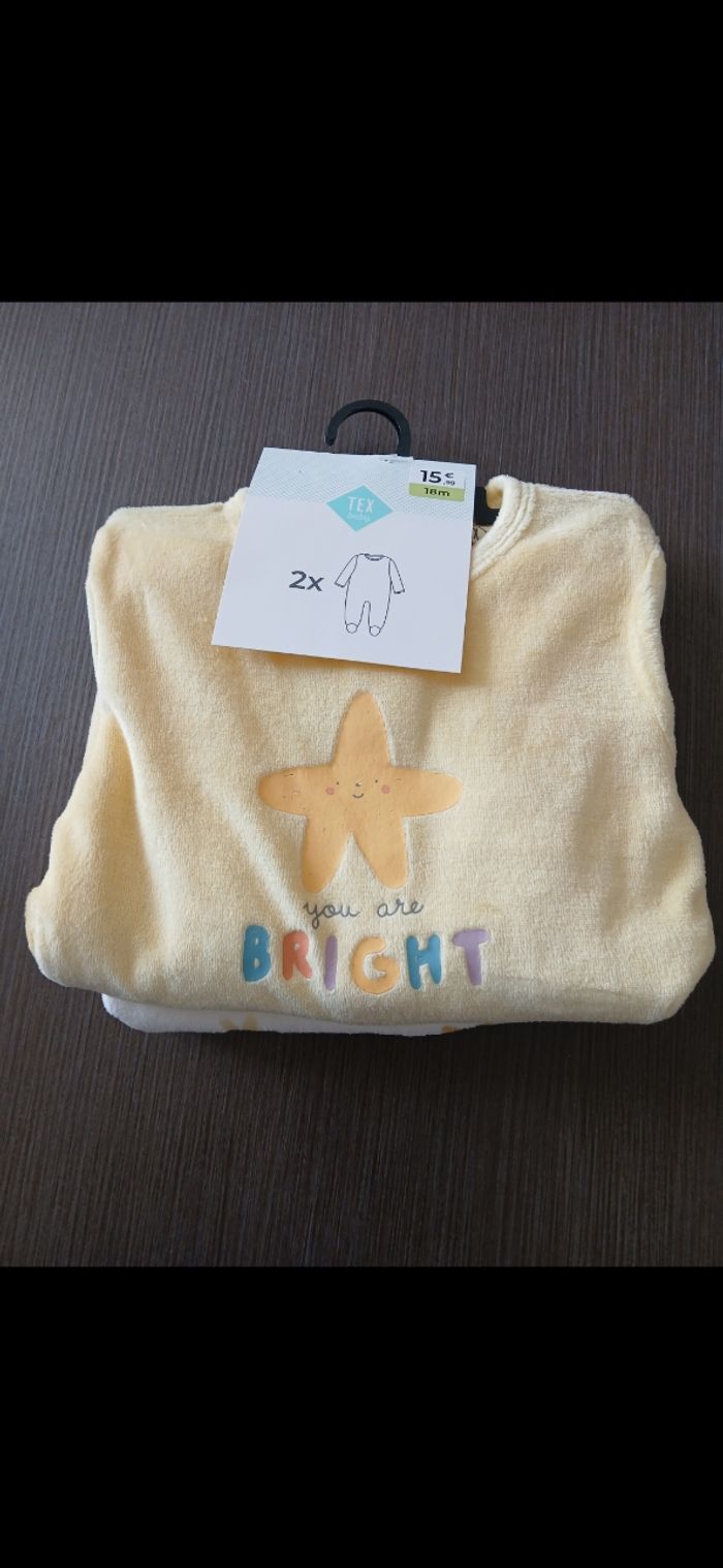 Lot de 2 pyjamas étoile garçon en velours  18 mois