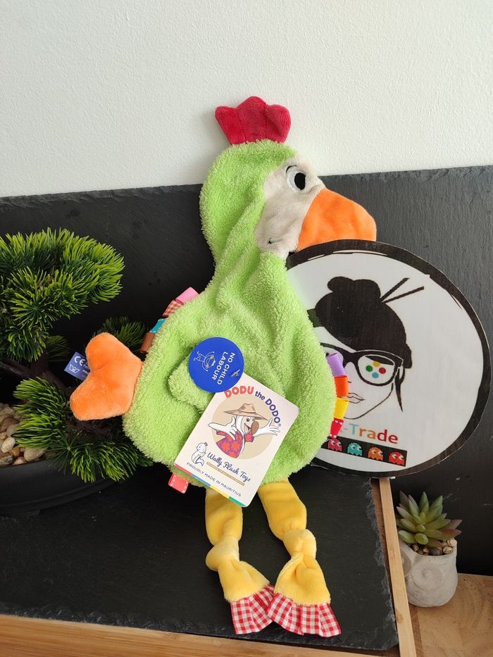 doudou coq mauritius dodo dodu vert plat Wally Plush toys Oiseau Rouge Orange