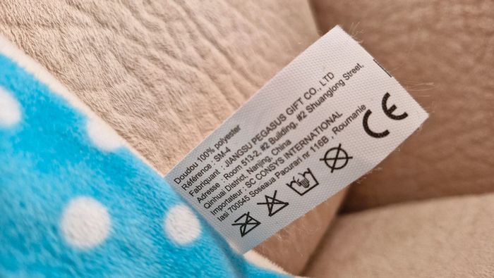 Doudou plat ourson bleu à pois blanc - photo numéro 4