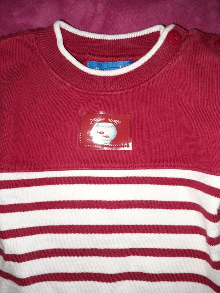 Bout chou sweatshirt marin Petit poisson rouge taille 6 mois - photo numéro 2