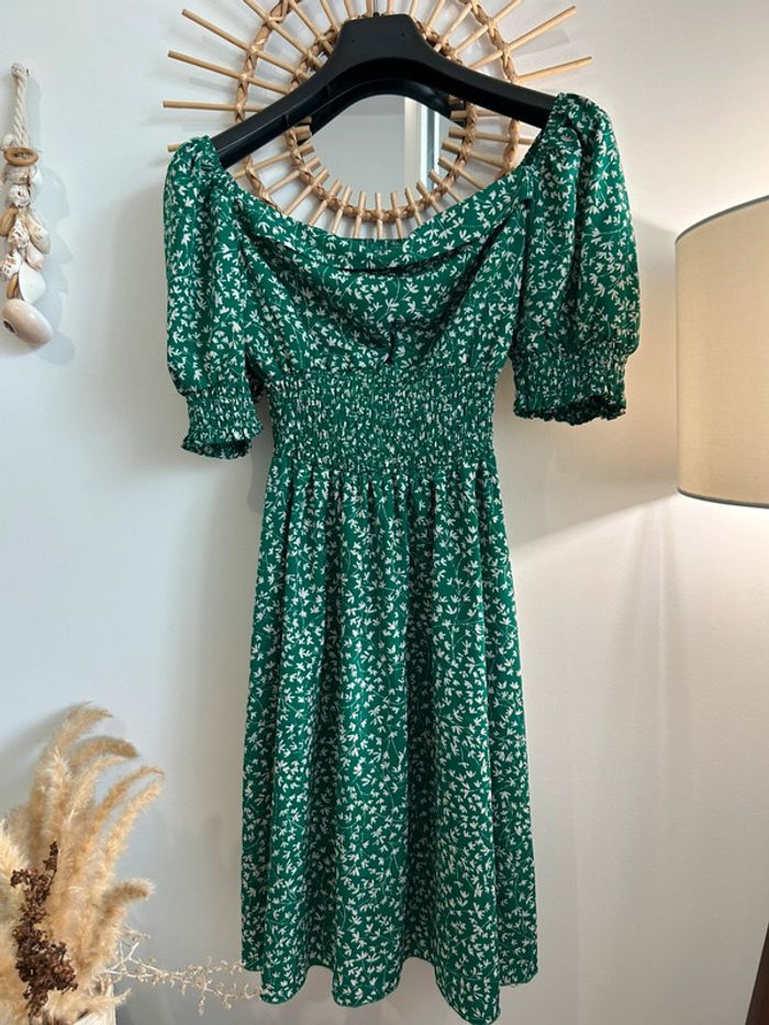Robe longue à fleurs verte Mango - photo numéro 4