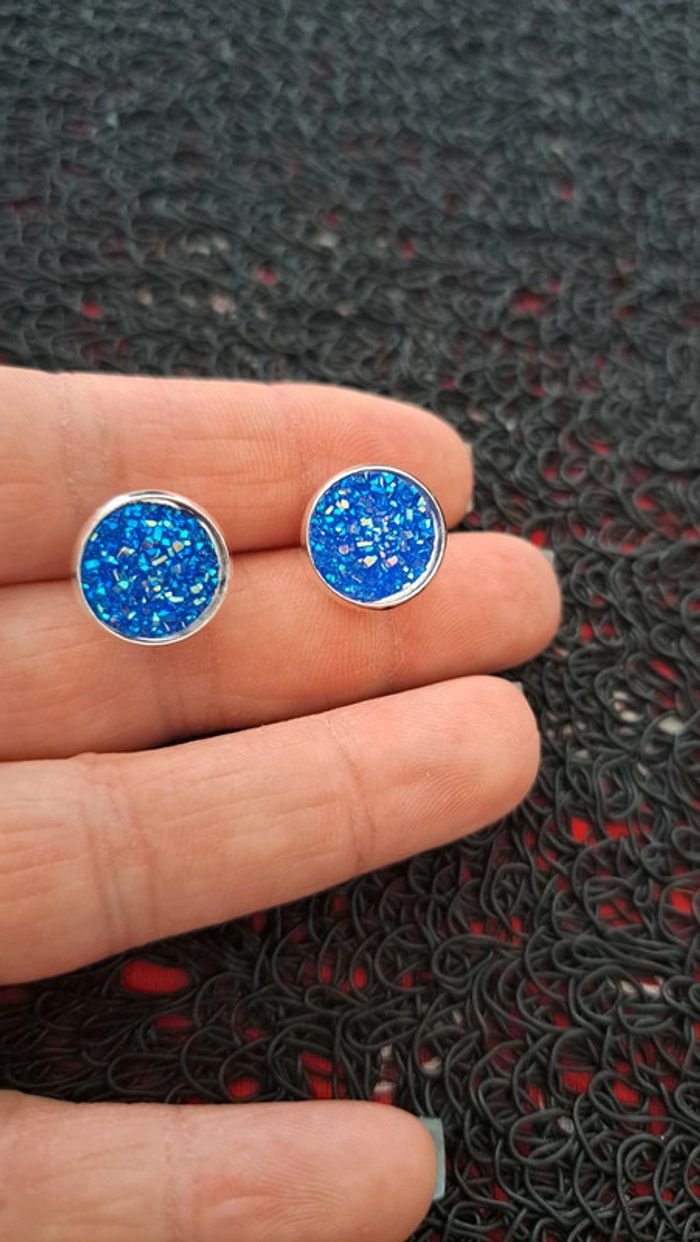 Boucles d'oreilles brillante bleu