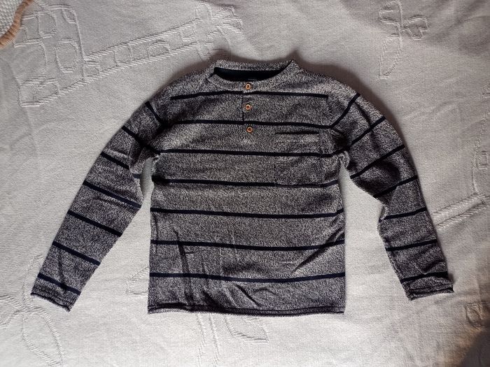 Pull rayé gris Kiabi garçon 5 ans