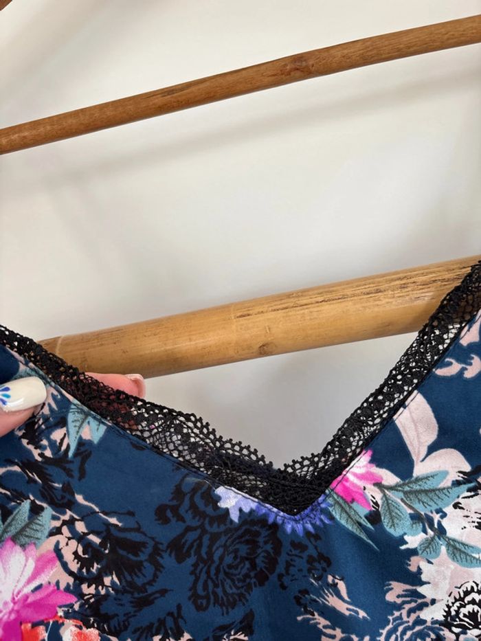 Débardeur bleu à fleurs colorées promod taille S - photo numéro 2