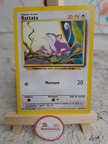 Carte Pokémon Rattata 61/102 Set de base ed2 Wizards Fr