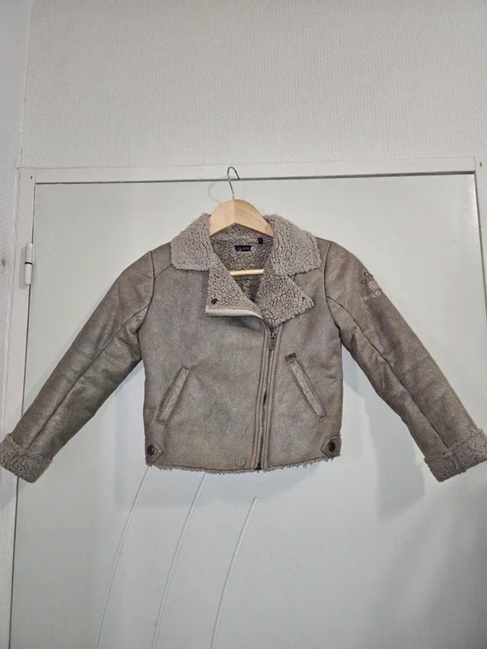 Blouson Perfecto fille beige pailletés IKKS 8 ans - photo numéro 2