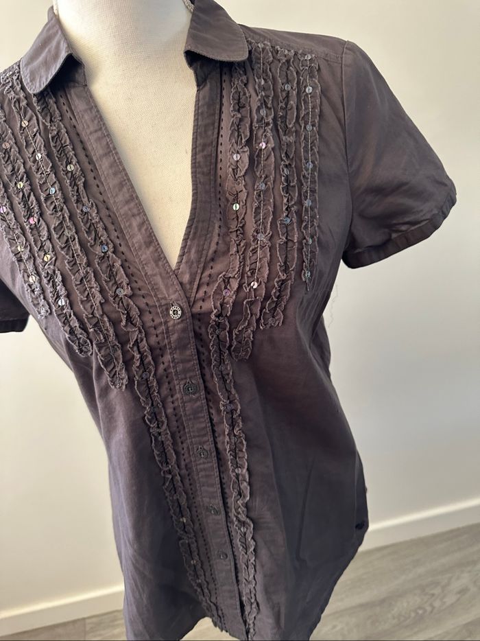 Chemisier gris à sequins Esprit T40 L - photo numéro 3