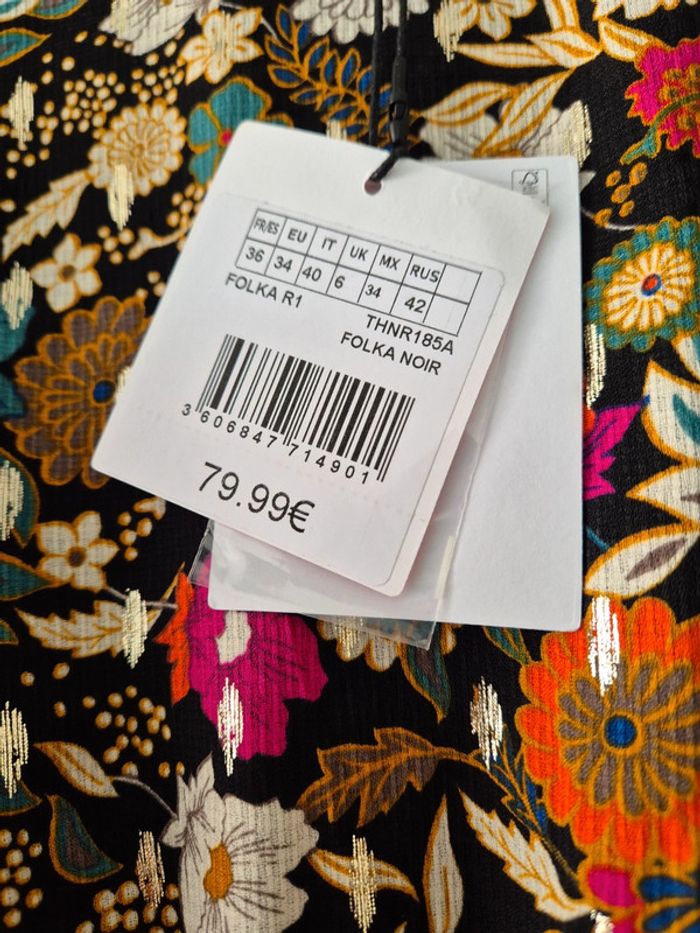 Très jolie robe fleurie manches longues, taille 36, nafnaf, neuve - photo numéro 10