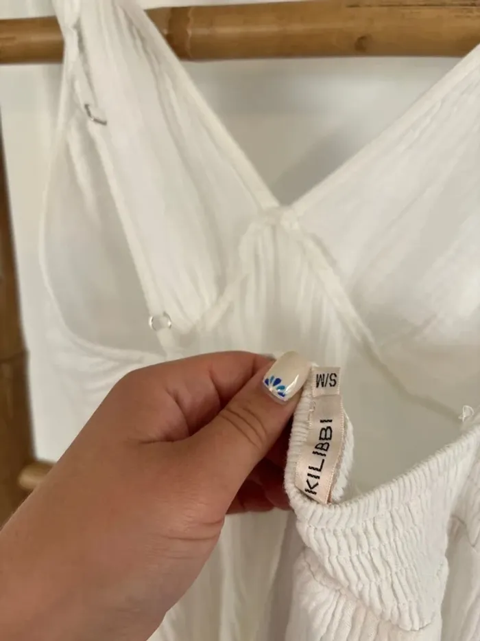 Robe longue blanche bohème gaze de coton Killibi taille S/M - photo numéro 10
