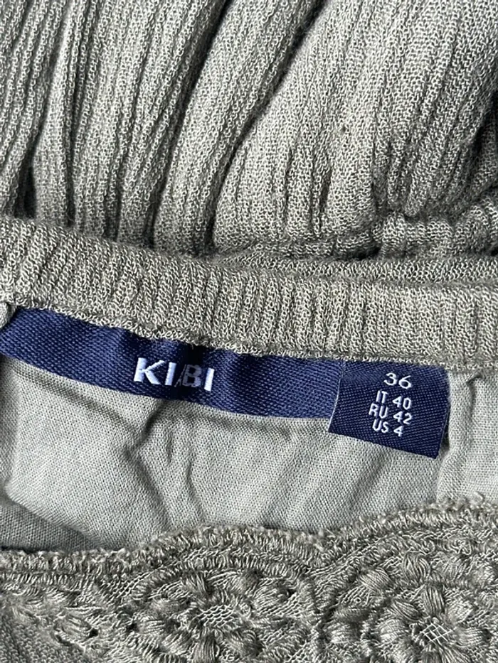 Robe d’été kaki fines bretelles doublée décolleté dentelle Kiabi 36/S - photo numéro 5