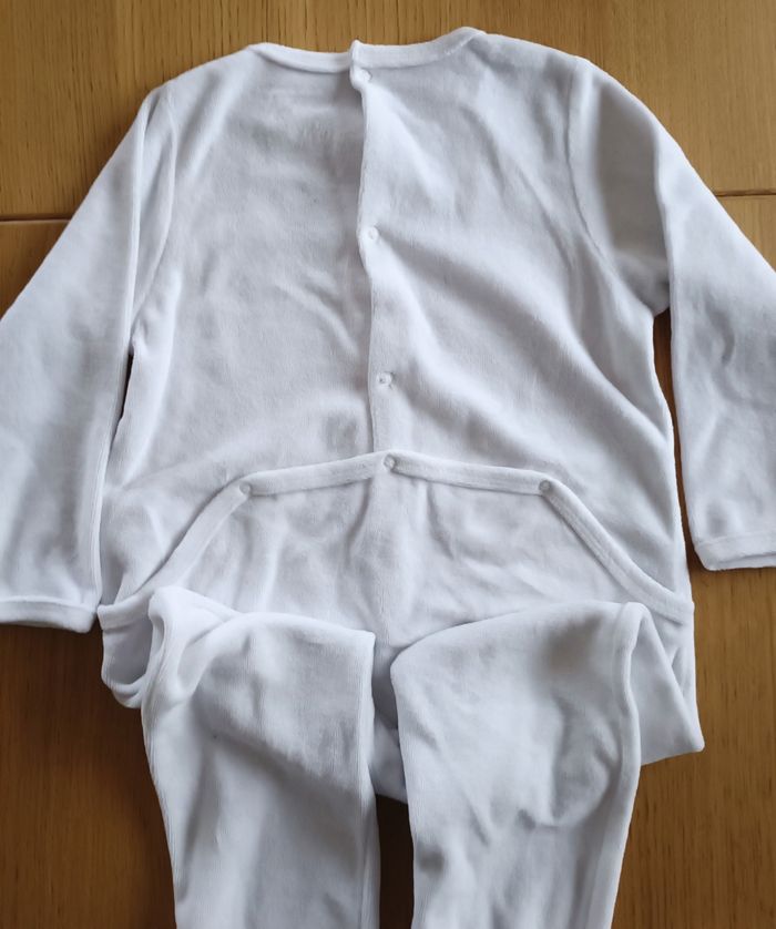 Pyjama dors-bien velours Vertbaudet blanc unisexe - photo numéro 7