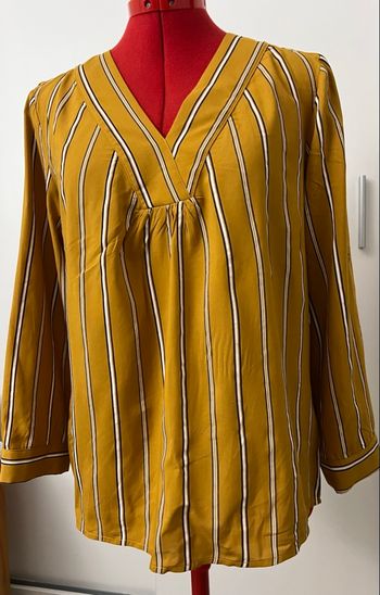Blouse manches longues rayée jaune moutarde Akoz