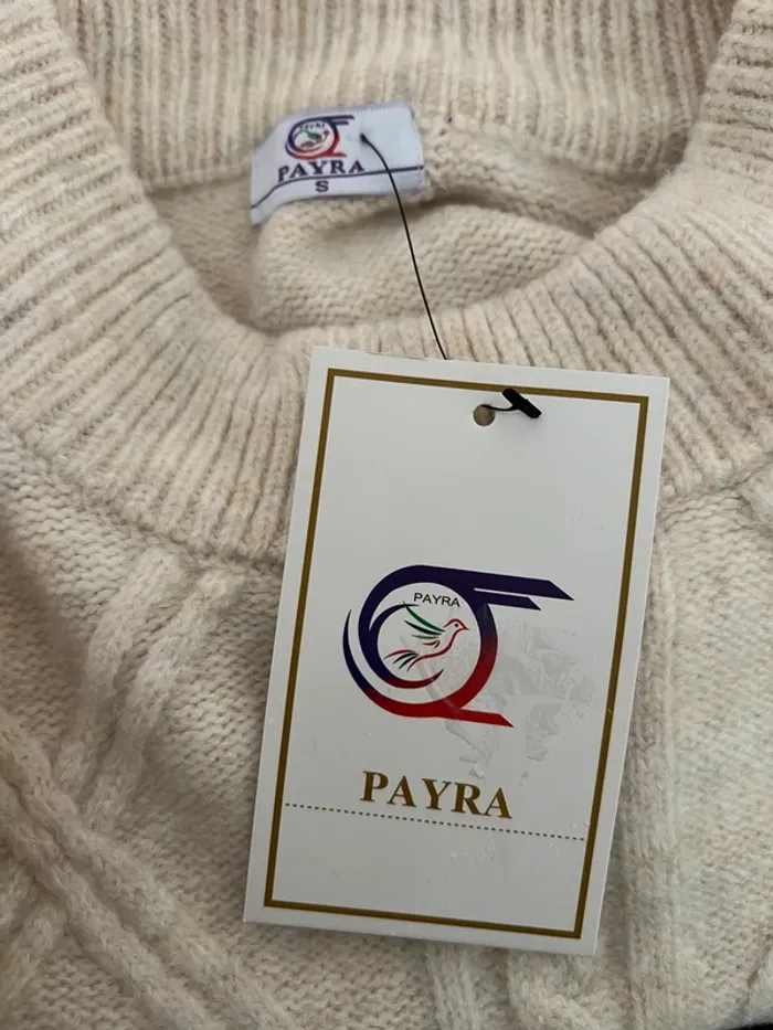 Pull tressé col montant beige Payra - photo numéro 4