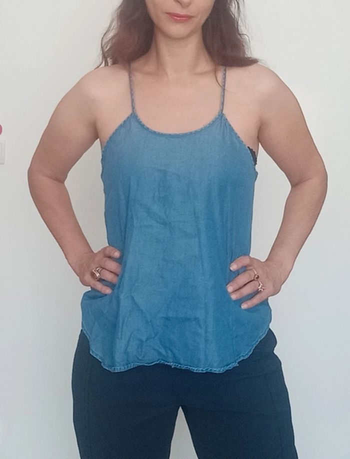 Top fluide effet jean taille unique