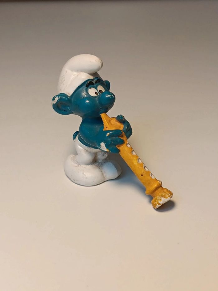 Figurine vintage schleich Schtroumpf flute  peyo W.germany
