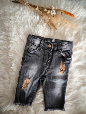 🩶 Superbe jean pantacourt Orchestra gris et doré 9 mois 🩶