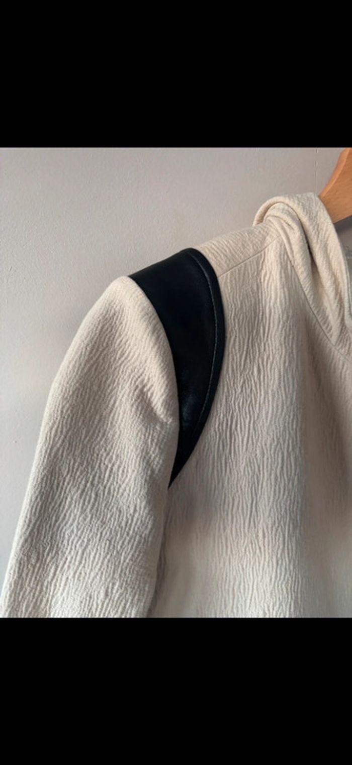 Magnifique manteau à capuche empiècements cuir Maje 40 - photo numéro 14