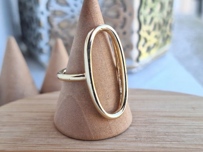 Bague ovale ouverte Doréé , avec un design simple et Minimaliste, Ajustable - photo numéro 2