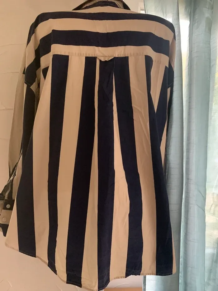 Chemise Zara oversize bleu et crème taille XL - photo numéro 9