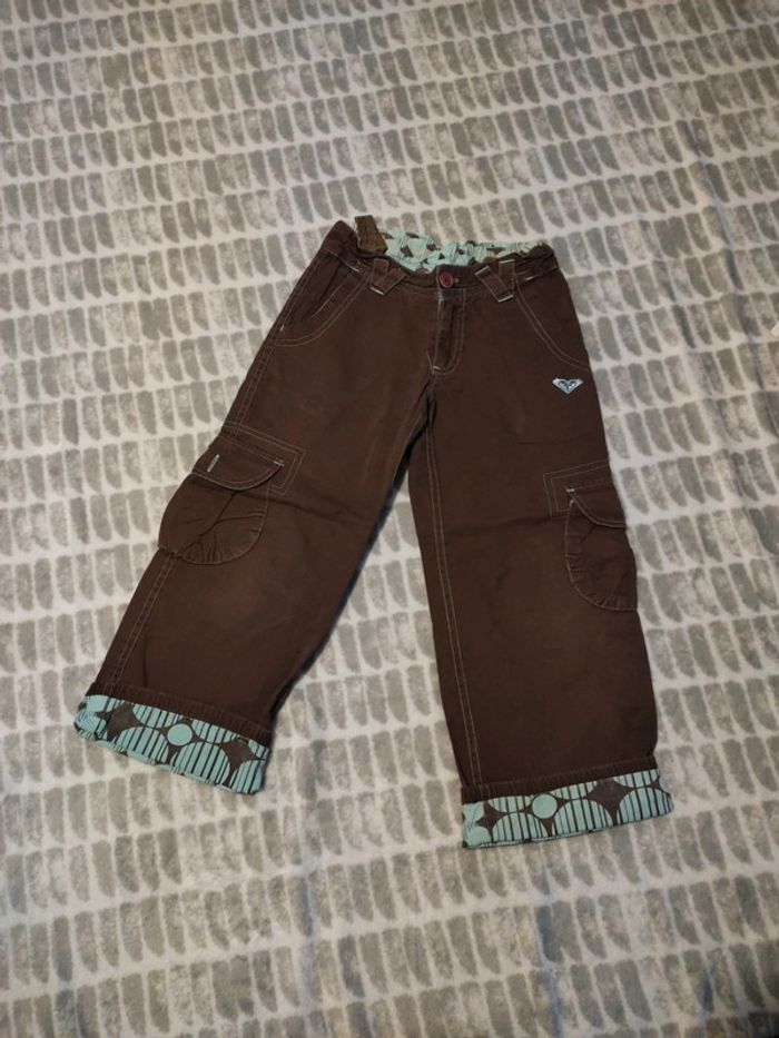 Pantalon a jambes larges marron turquoise Roxy Quiksilver 5 ans - photo numéro 1