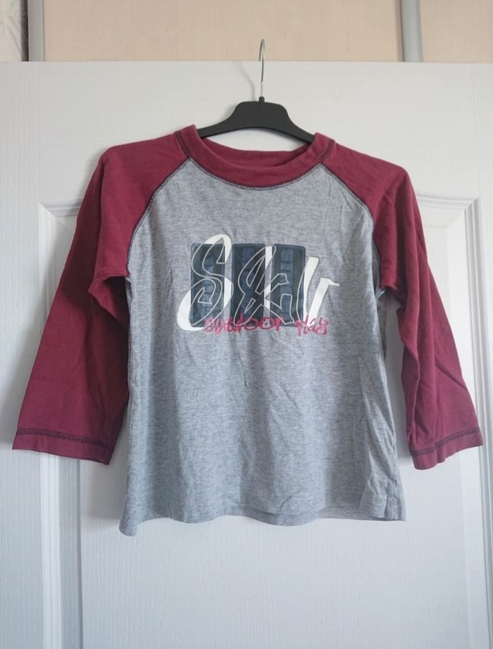 Haut de pyjama t-shirt ml gris bordeaux 8 ans garçon