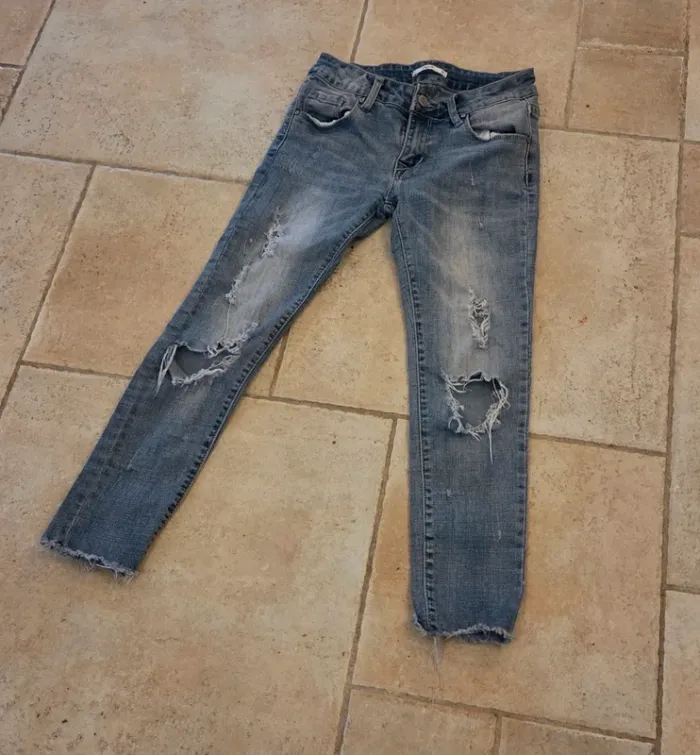 Jean Laulia destroy bleu clair – Taille S / 36 - photo numéro 2