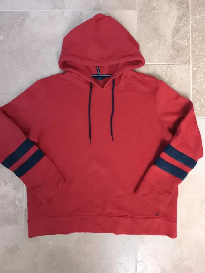 Sweat capuche rouge et marine Homme M Nautica - photo numéro 2