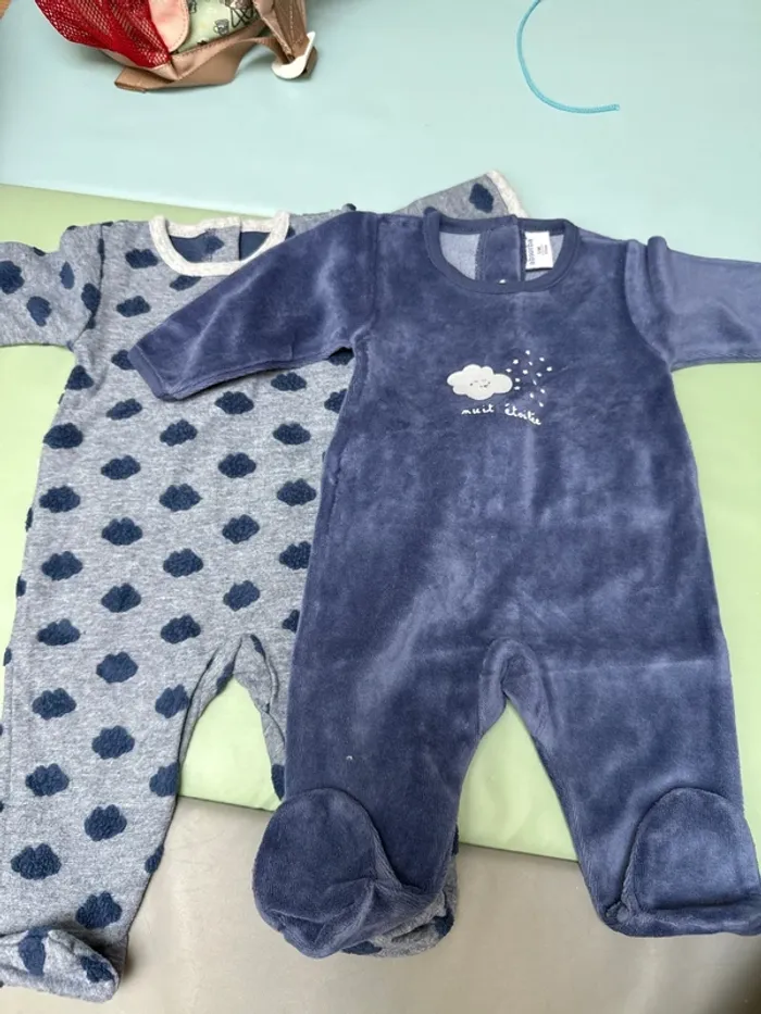 lot de 2 pyjamas absorba 1 mois en velours