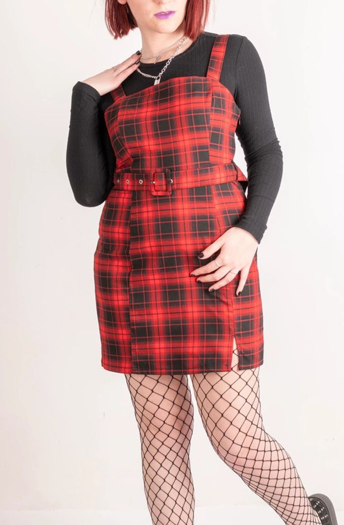 Robe chasuble pinafore motif tartan H&M 40