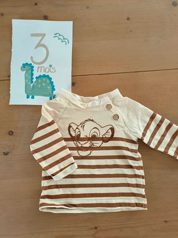 T-shirt manches longues Orchestra garçon 3 mois rayé beige/marron