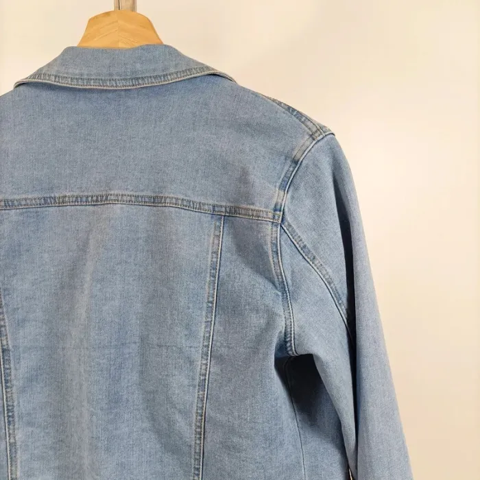 Veste en jean bleu clair style casual taille L (40) coupe droite A1081 - photo numéro 6