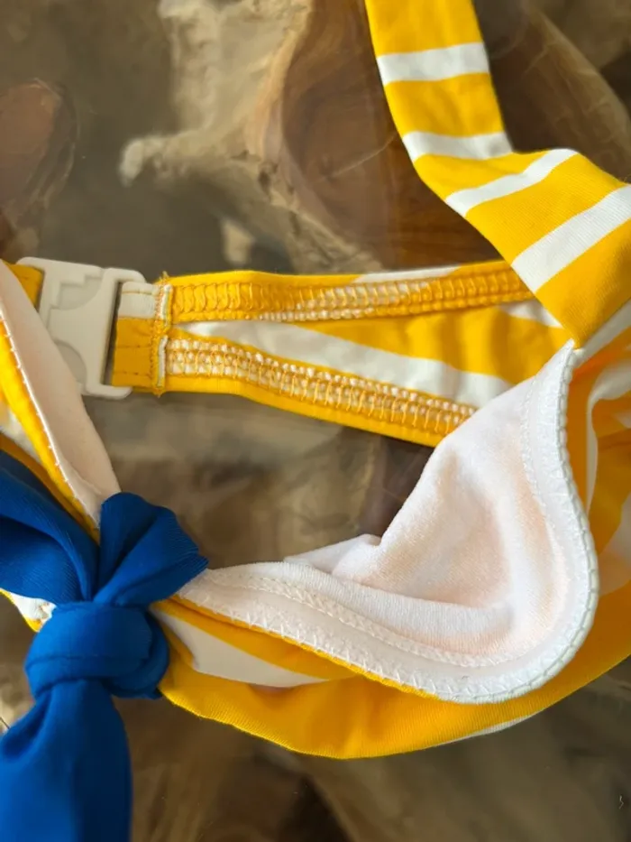 Haut de maillot de bain Petit bateau jaune blanc rayé - photo numéro 4